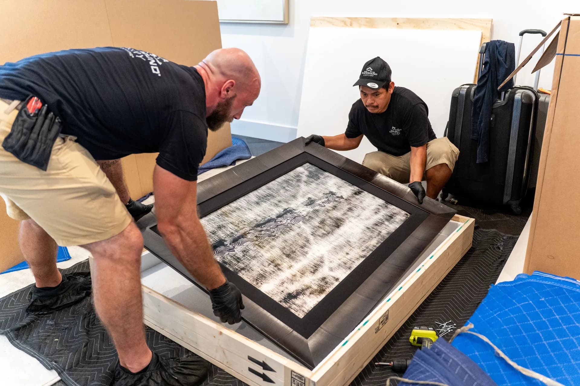 Safebound Luxury specialist placing fine art and sculpture in a luxury residence